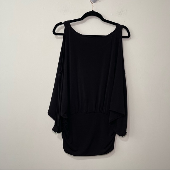 Y2K S-Twelve Black Cold Shoulder Batwing fairy witchy tunic Top Women’s Size L - Picture 4 of 7